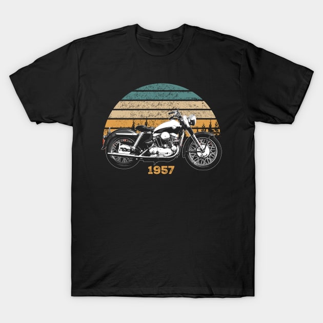 1957 Harley-Davidson Sportster Vintage Motorcycle Design T-Shirt by Madisen Harvey